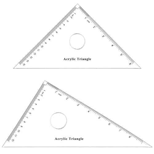 Coopay Large Triangle Ruler Set, Clear Acrylic, 30/60 and 45/90 Degrees - size: Circular Hollow