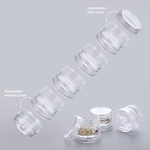 Hipiwe 6 Sets 5 Layers Plastic Beads Box Round Small Storage Containers - size: 6Packs 1.5"D x3.9"H