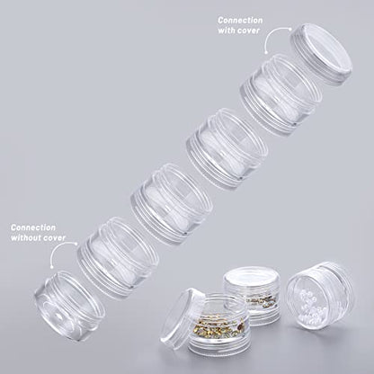 Hipiwe 6 Sets 5 Layers Plastic Beads Box Round Small Storage Containers - size: 6Packs 1.5"D x3.9"H