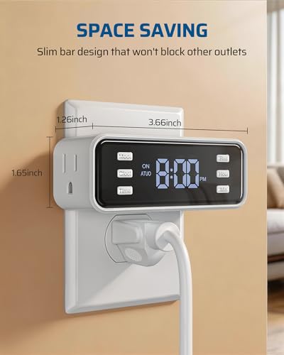 DEWENWILS Indoor 24 Hour Programmable Digital Timer Outlet,2 Outlets
