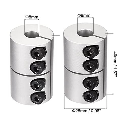 uxcell 2pcs 8mm to 9mm Shaft Coupling 25mmx40mm Coupler Aluminum Alloy Joint Motor for 3D Printer CNC Machine DIY Encoder - size: 9mm x 8mm