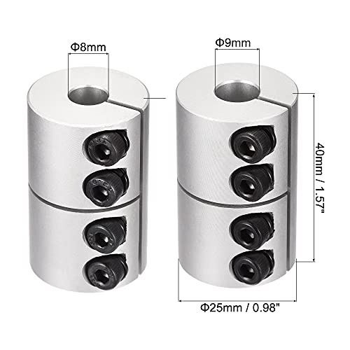 uxcell 2pcs 8mm to 9mm Shaft Coupling 25mmx40mm Coupler Aluminum Alloy Joint Motor for 3D Printer CNC Machine DIY Encoder - size: 9mm x 8mm