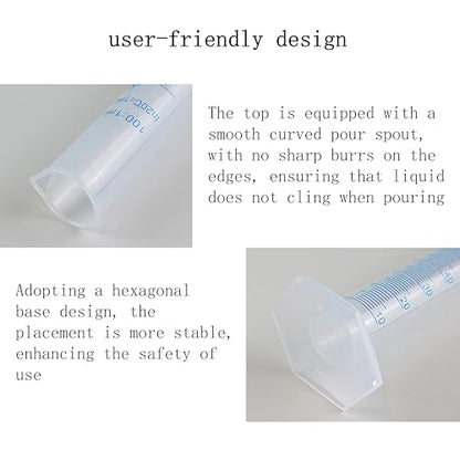 100ml Plastic Graduated Cylinder, Hexagonal Base, Double Scale