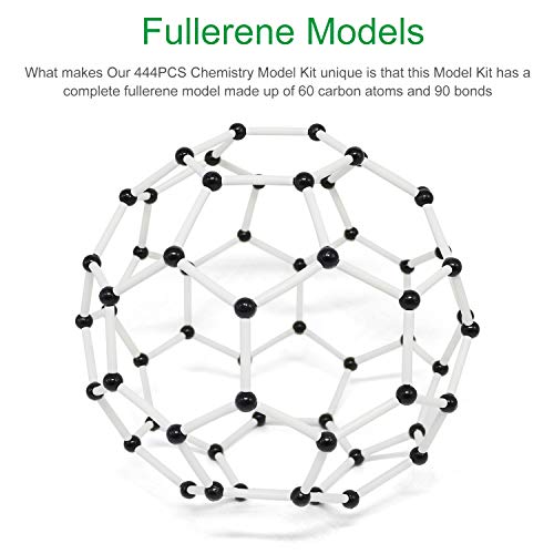 RELIANCER Molecular Model Kit,444PCS Organic Molecular Chemistry Set w/C60,Atoms,Bonds,Molecular Structures Building Kit for Chemistry Learning,STEM Science Kits for Teachers,Students,Young Scientists