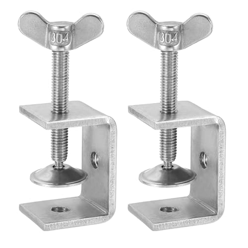 HARFINGTON 2Pcs 304 Stainless Steel C Clamps 40mm Square Mini Tiger Clamp - size: 40mm