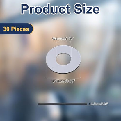 uxcell 30 Pcs M4 PVC Flat Washers 4mm ID 10mm OD 0.5mm Thick Plain Washer Grommets Plastic Sheet Gasket Fastener Sealing Spacer Gasket Ring Water Hose Washers, Clear Black - size: 4mm x 10mm x 0.5mm