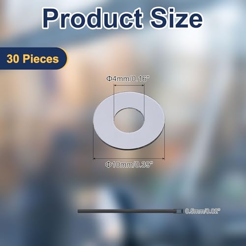 uxcell 30 Pcs M4 PVC Flat Washers 4mm ID 10mm OD 0.5mm Thick Plain Washer Grommets Plastic Sheet Gasket Fastener Sealing Spacer Gasket Ring Water Hose Washers, Clear Black - size: 4mm x 10mm x 0.5mm