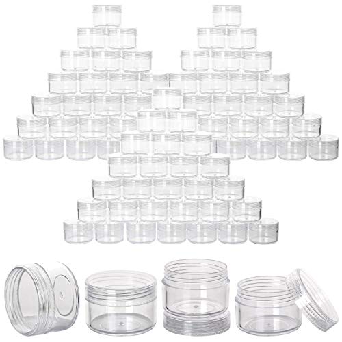 100 Count Refillable Sample Containers with Lids Cosmetic Jars 15 Gram Empty Cream Jars Leak Proof Makeup Containers for Traveling - Clear - color: Clear, size: 15g (100 Count)