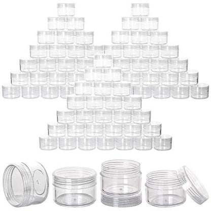 100 Count Refillable Sample Containers with Lids Cosmetic Jars 15 Gram Empty Cream Jars Leak Proof Makeup Containers for Traveling - Clear - color: Clear, size: 15g (100 Count)