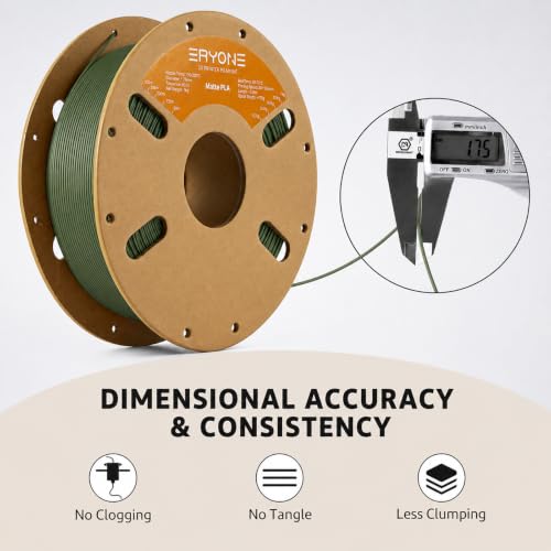 ERYONE Matte PLA Filament for 3D Printer, Filament 1.75mm +/- 0.03mm, 1kg (2.2LBS)/Spool, Olive Green - color: Matte Olive Green