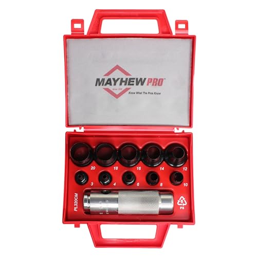 Mayhew Tools 66010 Hollow Punch, 11-Piece Set, Black - size: 11-Piece Set, style: Metric
