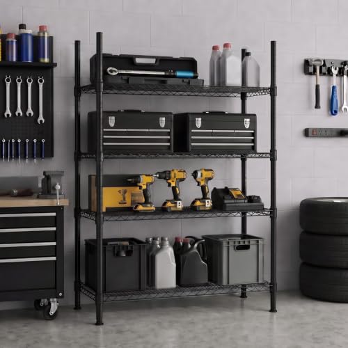 Thyle 4 Pack 74" Wire Shelving Posts with 50 Clip, Chrome Steel, Black - color: Black, size: 74"