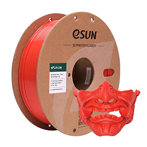 eSUN PLA Filament 1.75mm, High Toughness 3D Printer Filament Upgraded PLA Filament, Dimensional Accuracy +/- 0.03mm, 1KG Cardboard Spool (2.2 LBS) 3D Printing Filament for 3D Printers, Red - color: Red, size: PLA 1.75MM - 1KG