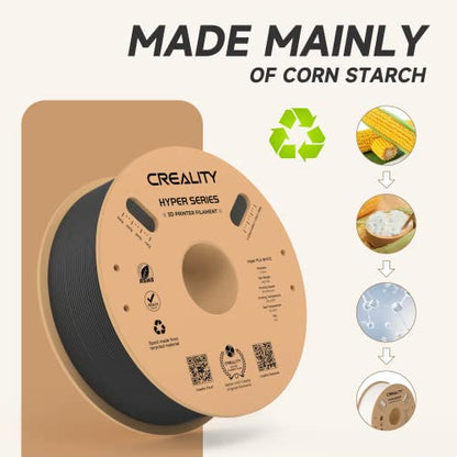 Official CREALITY Hyper PLA Filament 1.75mm, High Speed PLA 30-600mm/s Rapid 3D Printer Filament, Dimensional Accuracy +/-0.02mm, Fit Most FDM 3D Printers, 1KG(2.2lbs) Spool Black - color: Black
