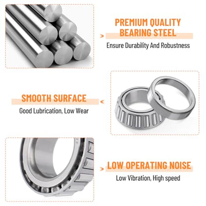 4 Sets 25580 15123 Boat Trailer Axles Bearing Kits, Grease Seals, Spindle Nuts, 2.72" Dust Caps and Rubber Plugs, Cotter Pins, Washers for 5200-6000 lb.Tandem Axles #D42 Spindle - size: 25580 15123-Set of 4