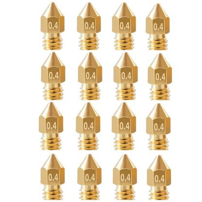 16Pcs Ender 3 Nozzles 0.4mm, MK8 Extruder Nozzles 0.4mm Compatible for Creality Ender 3 v2/Ender 3 Pro/Ender 3 Max/Ender 5 Pro/Ender 3 S1/Ender 3 Neo/CR-10 Series 3D Printer Brass Nozzles, - style: 16Pcs MK8 Nozzle 0.4mm