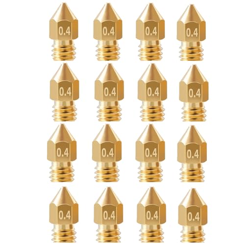 16Pcs Ender 3 Nozzles 0.4mm, MK8 Extruder Nozzles 0.4mm Compatible for Creality Ender 3 v2/Ender 3 Pro/Ender 3 Max/Ender 5 Pro/Ender 3 S1/Ender 3 Neo/CR-10 Series 3D Printer Brass Nozzles, - style: 16Pcs MK8 Nozzle 0.4mm