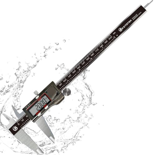 KETOTEK 8 Inch Digital Caliper Measuring Tool, Stainless Steel Micrometer - color: Black, size: 8 Inch