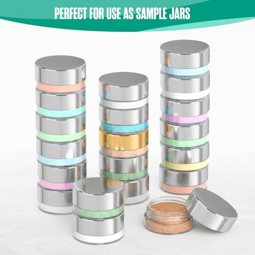 Sample Containers, Jar Lip Balm Container, Mini Jar with Lid 50 PK, Silver - color: Silver, size: 50 Pack