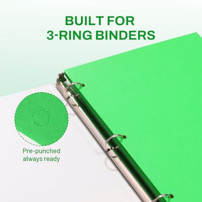 SUNEE Folders with Pockets 3 Hole Punched(50 Pack, Green), 2 Pocket Folders Fit Letter Size Paper, Paper File Folder for School Office Home Business - color: Green