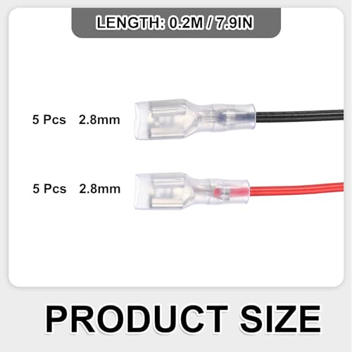 MECCANIXITY 10pcs Double Head Female Spade Crimp Terminal 2.8mm 20cm Wires - size: 2.8mm, 20cm L