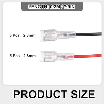 MECCANIXITY 10pcs Double Head Female Spade Crimp Terminal 2.8mm 20cm Wires - size: 2.8mm, 20cm L