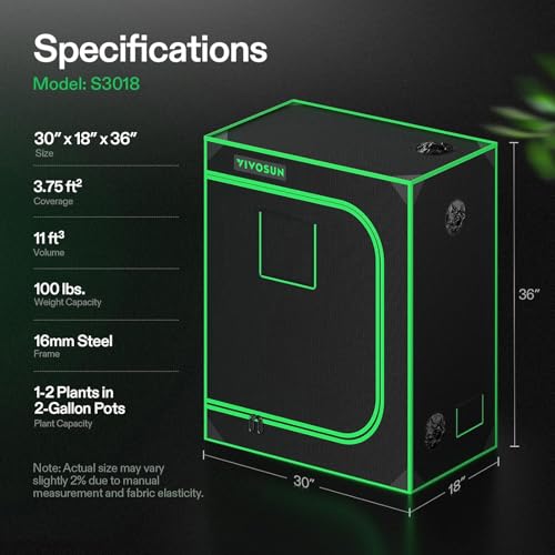 VIVOSUN 30"x18"x36" Small Grow Tent Mylar Tent for Aerogarden Indoor Plants - size: 30"x18"x36"
