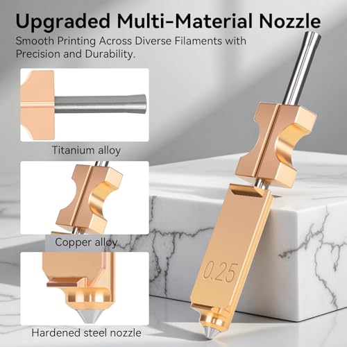 Upgraded 0.25mm AD5X Nozzle,Quick-Swap Copper Alloy Hardened Steel 3D Printer Nozzle Support High Flow Printing ONLY Compatible with Flashforge AD5X 3D Printer - color: 0.25MM