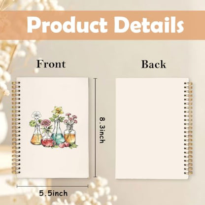 Science Teacher Spiral Notebook,Chemistry Biology Lover Gifts,A5 - color: Floral Beakers-1