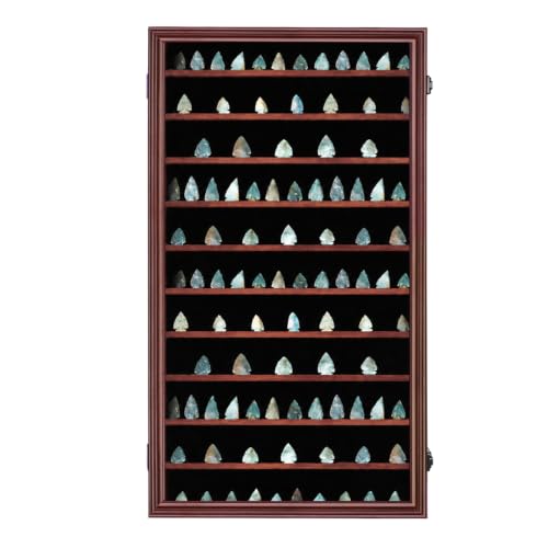 KCRasan Arrowhead Display Case Native American Arrowhead Shadow Box - size: Oversized Mahogany