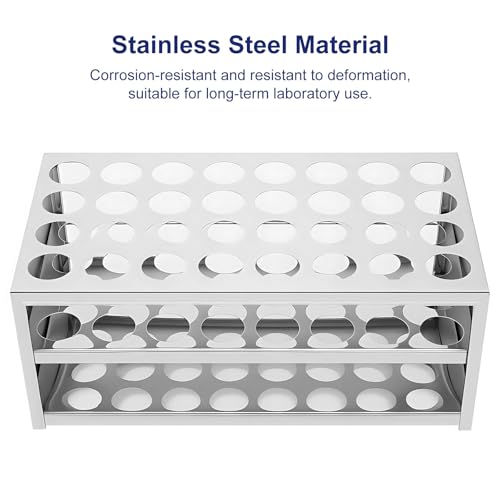 Labasics Stainless Steel Test Tube Rack, 32-Hole for 22.5 mm Tubes, Corrosion-Resistant for Laboratory Sample Storage