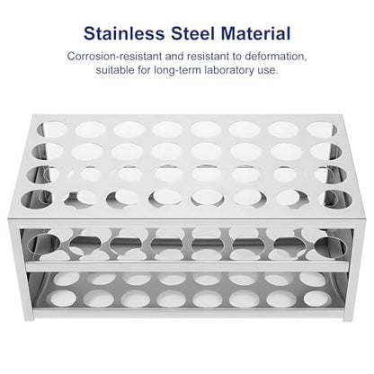 Labasics Stainless Steel Test Tube Rack, 32-Hole for 22.5 mm Tubes, Corrosion-Resistant for Laboratory Sample Storage