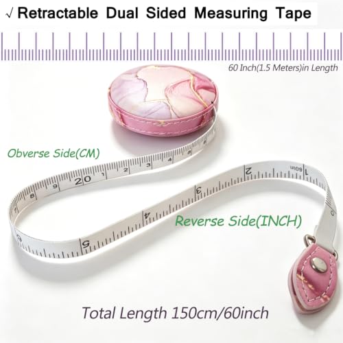 Tape Measure Body Measuring Tape，Medical Body Cloth Tailor Craft Dieting Measuring Tape, Dual Sided Retractable Ruler Colour Printed Soft Tape Measure Retractable - color: Pink Flow Gold 1 pack