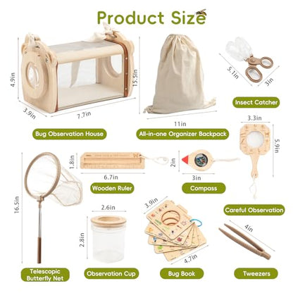 11Pcs Wooden Bug Catcher for Kids, Outdoor Toys for Kids Ages 4-8