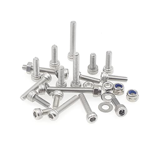 290PCS M3 304 SS Knurled Socket Head Cap Screws Nuts Washers Kit - size: M3