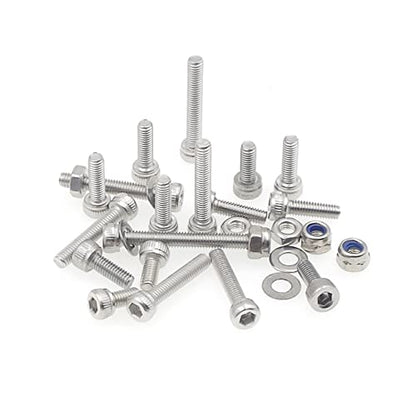 290PCS M3 304 SS Knurled Socket Head Cap Screws Nuts Washers Kit - size: M3