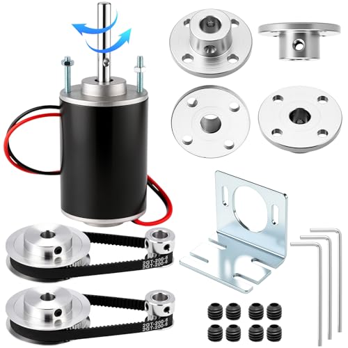 7 Pack High Torque DC Motor Kit 12V/ 24V with 8 mm Flange Couplings, GT2 Aluminum Timing Pulleys, Belts & Wrenches for DIY Robotics, CNC, 3D Printer, Automation Projects