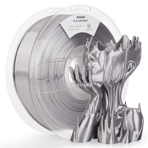 AMOLEN Silver Silk PLA Filament Shiny 3D Printer Filament 1.75mm +/- 0.02mm for 3D Printing 1kg(2.2lbs)/Spool Compatible with Most FDM Printer - color: Mercury Silver