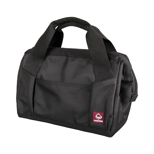 WOLVERINE Tool Bag |Tote | Utility Roll | Durable Nailhead Nylon, Adjustable Straps, and Versatile Pockets - color: Black, style: 13 Inch 21 Pocket Tote