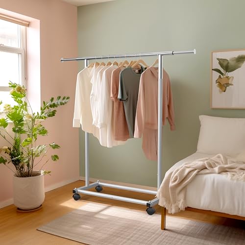 Simple Houseware Standard Rod Garment Clothing Rack, Silver - color: Silver