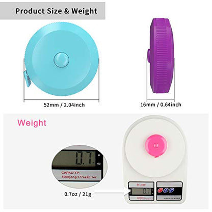 DiCUNO 3-Pack Soft Retractable Measuring Tape, 60-Inch 1.5 Meter, 3 Colors - color: 3 Colors (Purple/Sky Blue/Pink)