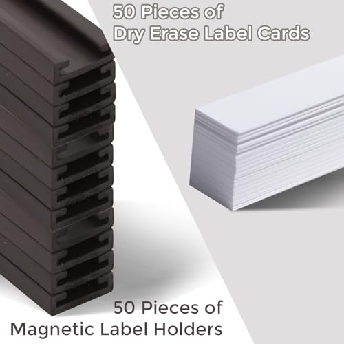 50 Pack 'C' Channel Magnetic Label Holders (0.5" x 3") - size: 0.5" x 3"