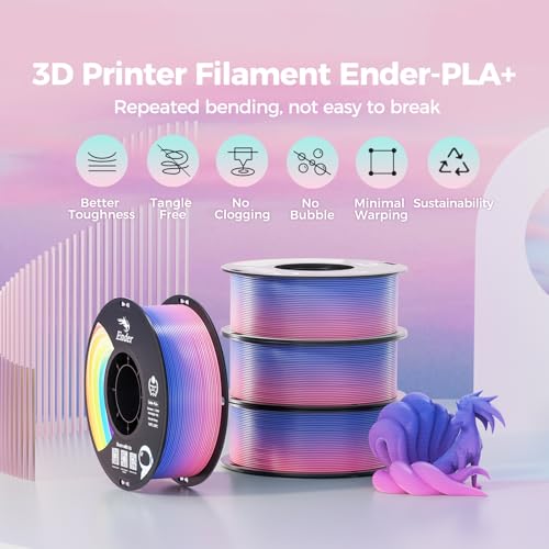 Creality PLA+ 3D Printer Filament 1.75mm, Rainbow,1KG, 1-Pack - color: Rainbow Pla+, size: 1kg