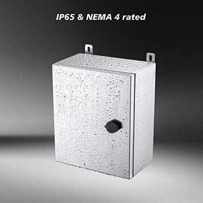 IP65 Weatherproof Stainless Steel Box Wall-Mounted Electronic Equipment Enclosure Box with Mounting Plate and Wall Bracket (12'' x 10'' x 6'')… - size: 12" x 10" x 6"
