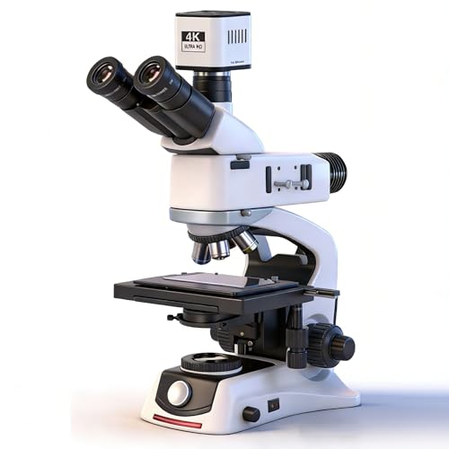 Infinity-Corrected Polarizing Metallurgical EPI Reflected Illumination Vabiooth Trinocular Microscope 50X-500X Mag, 4K Camera with Software, Infinity Achromatic Objectives,3-Layer Mechanical Stage - size: 4K - Infinity Polarizing Metallurgical