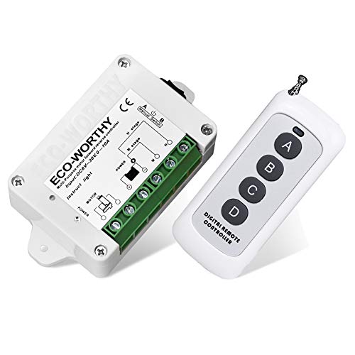 ECO-WORTHY Forward Reverse DC Motor Controller Kit (8V-35V) - 12V/24V Wireless Remote Relay Module for Linear Actuator, Solar Tracker, Industrial Automation & Smart Home DIY