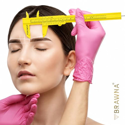 BRAWNA Brow Pro Eyebrow Caliper Ruler for PMU, Neon Yellow