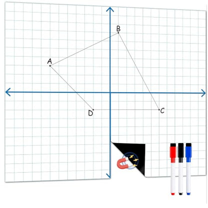 23 x 28 in Giant Magnetic XY Coordinate Grid Paper for Classroom - size: XY Coordinate Grid Paper - 23 x 28 in