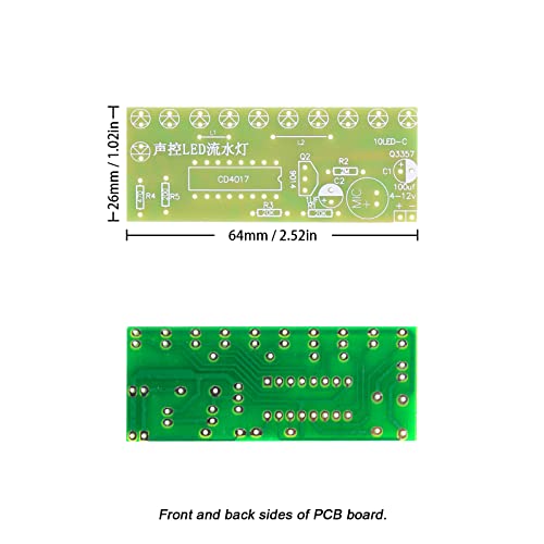 Soldering Practice Kit Sound-Activated LED Chaser Kit - DIY Soldering Project with 10 LEDs & Microphone Sensor (12V DC) for Electronics Beginners & STEM Education - style: Sound Sensor