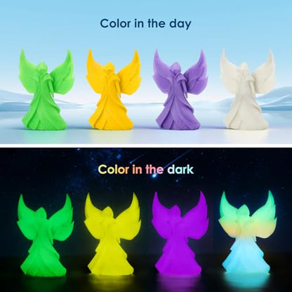 RepRapper 4 x 250g Glow Colors Pack, Glow in the Dark PLA Filament 1.75mm (+- 0.03mm) for 3D Printer, 4x250g Spools - Yellow, Purple, Green, White to Rainbow - color: Purple/Yellow/Green/White to Rainbow